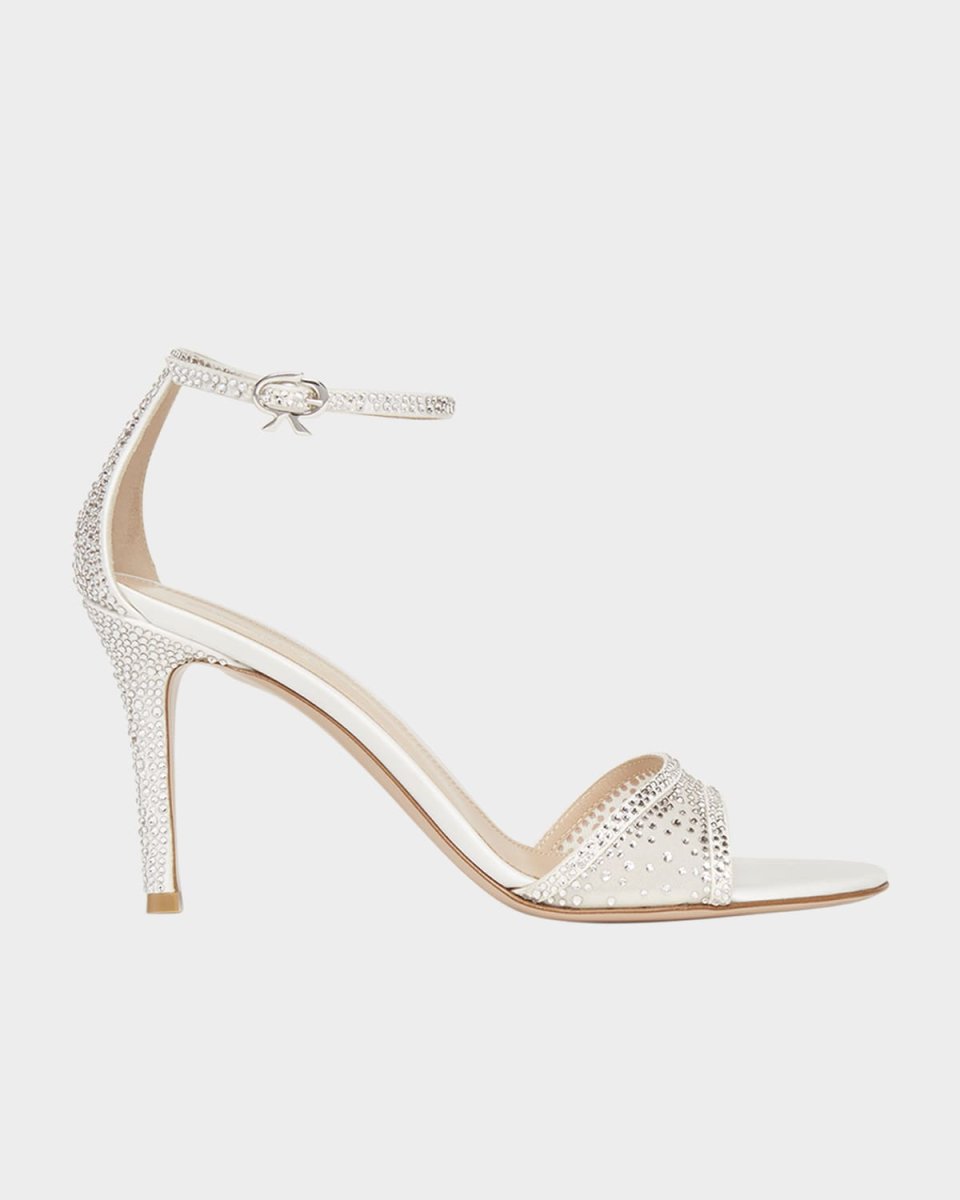 Strass Organza Ankle-Strap Cocktail Sandals